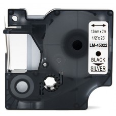 Dymo 45022 Tape Black on Silver 12mm Latest - Inkshop