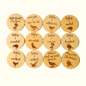 Organic Cotton Gifts: Baby Milestone Discs – New Zealand Native Birds