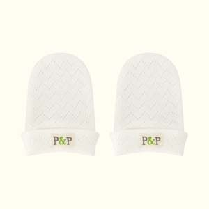 Natural Organic Cotton Pointelle Baby Mittens (No Scratch Mittens)