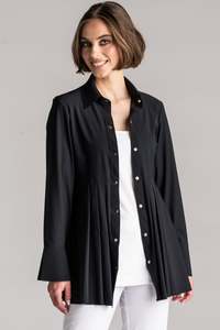PAULA RYAN Tucked Waist Shirt - Microjersey Black