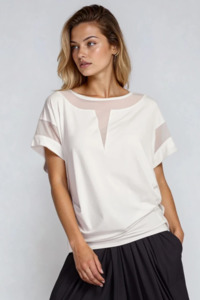 New Arrivals: PAULA RYAN Mesh Insert Tee - Ecovero White