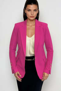 PAULA RYAN Long-line Boyfriend Jacket - Microjersey Electric Pink