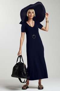 PAULA RYAN ESSENTIALS Short Sleeve Sheath - Modal Soft Navy