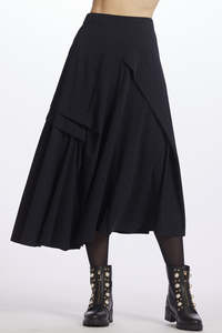 Skirts: PAULA RYAN A-line Waterfall Skirt - Black