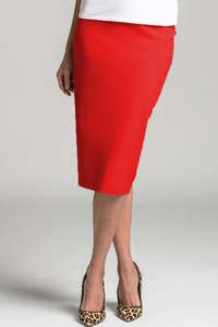 PAULA RYAN Regular Stretch Pencil Skirt - Bonded Microjersey - Poppy