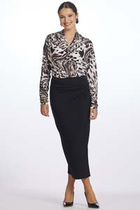 Skirts: PAULA RYAN Twist Wrap Skirt - Black Micromodal