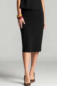 PAULA RYAN Regular Stretch Pencil Skirt Bonded Microjersey - Black