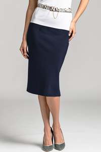 PAULA RYAN Regular Stretch Pencil Skirt Bonded Microjersey - Navy