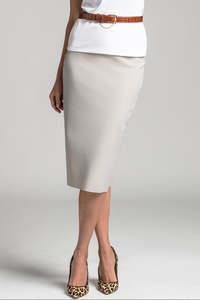 PAULA RYAN Regular Stretch Pencil Skirt Bonded Microjersey - Cool Sand