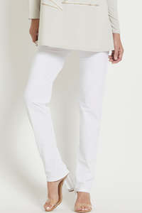 Pants: PAULA RYAN Narrow Leg Pant - Classic Microjersey White