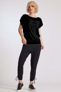 Paula Ryan Fashion Collection: PAULA RYAN Chiffon Yoke Cuffed Top - Black - Microjersey