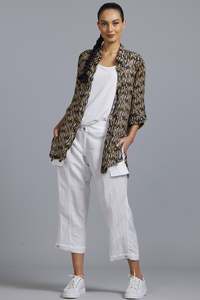 Paula Ryan Relaxed: PAULA RYAN Washer Linen Casual Pant - White