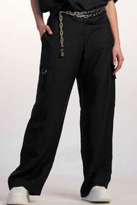 Paula Ryan Relaxed: PAULA RYAN Linen Soft Leg Pant - Black