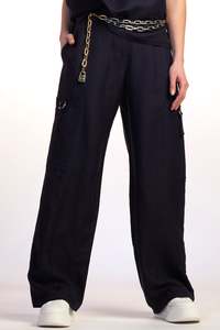 Paula Ryan Relaxed: PAULA RYAN RELAXED Linen Soft Leg Pant - Navy