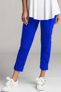 Pants In Microjersey: PAULA RYAN ESSENTIALS Wide Cuff Capri Pant Microjersey - Greek Blue