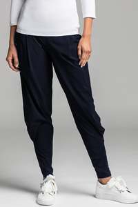 Pants In Microjersey: PAULA RYAN ESSENTIALS Ankle Pleat Basque Pant - Microjersey Navy