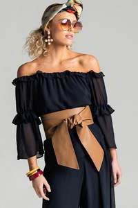 Leather: PAULA RYAN Soft Leather Wrap Belt - Tan