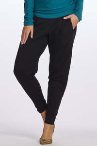 Merino Pants: PAULA RYAN ESSENTIALS Ankle Pleat Merino Basque Pant - Black