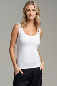 PAULA RYAN Slim Fit Singlet - Eco Vero White