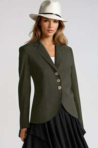 PAULA RYAN Classic Waisted Jacket - Khaki