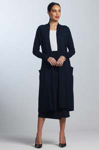 Jackets: PAULA RYAN Long Shrug Navy - Micromodal
