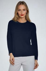 PAULA RYAN Easy Fit Crew Neck Top - Merino Navy