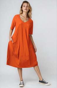 30 Off Tulip Dresses: PAULA RYAN Half Sleeve Tulip Dress - Orange Zest - Microjersey