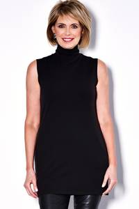 Tops: PAULA RYAN Essentials Sleeveless Polo Neck Tunic - Merino