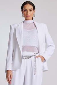 Paula Ryan Fashion Collection: PAULA RYAN Summer Tuxedo Blazer - White