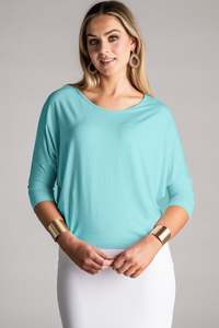 Micromodal 1: PAULA RYAN Batwing Top Micromodal - Ice Blue