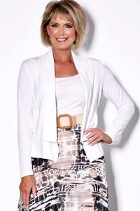 PAULA RYAN ESSENTIALS Soft Collar Cardigan - MicroModal - White