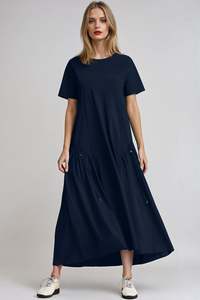 PAULA RYAN Arched Front Dress - Navy Microjersey