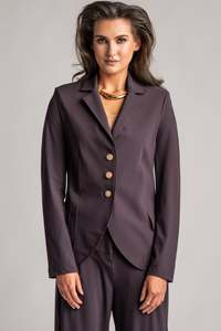 PAULA RYAN Classic Waisted Jacket - Microjersey Cocoa Plum PRE ORDER