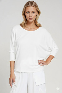 Ecovero Luxury Jersey: PAULA RYAN Batwing Top Eco Vero - White