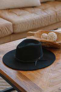 SUNDAISE - Tessa Wool Panama Hat - Stacked Trim Black