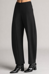 Paula Ryan Essentials: PAULA RYAN Side Zip Barrel Pant - Black Roma