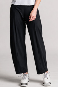 PAULA RYAN Side Zip Barrel Pant - Black Microjersey
