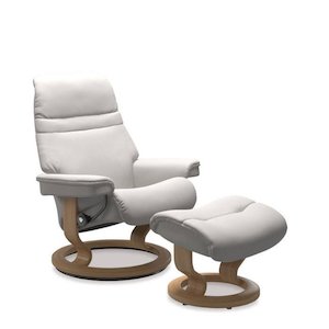 Stressless: Stressless® Sunrise Leather Recliner Classic Base - Special Buy (Batick Milky White)