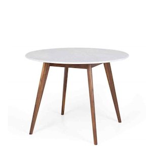 The Radius Collection: Radius Dining Table - Marble 1m Dia - Walnut