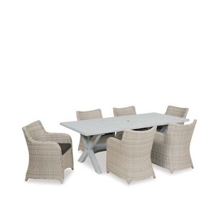 The Bali Collection: Bali Outdoor Dining Suite 2200w & Chairs (7 Pce)