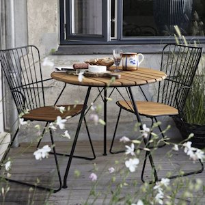 The Danish Collection: Circle Cafe Outdoor Table 740 Dia & x2 Paon Dining Chairs
