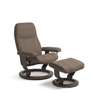 Stressless® Consul Leather Recliner Classic Base - Special Buy (Batick Mole)
