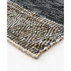 Home Decor: Caracas Floor Rug - Black/Saddle (100% Leather)