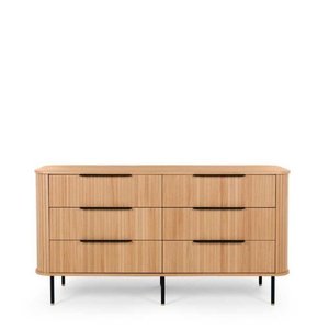 Drawers Lowboy: Anders Dresser - 6 Drawer (Black or Natural Oak)