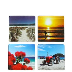 Home Decor: NZ Beach Scenes Coasters Set 4