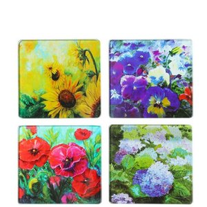 Home Decor: NZ Floral Painting Coasters Set 4