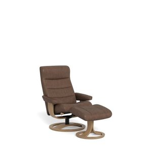 La-Z-Boy Tampa Oak Swivel Recliner + Footstool in Premium Aurora Leather