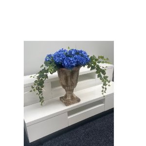Home Decor: Blue Hydrangea - Artificial Floral Arrangement & Vase