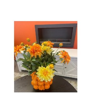 Tangerine Bloom - Artificial Floral Arrangement & Vase