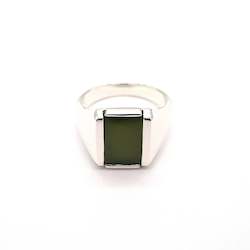 Rings: Gents Framed Rectangular Greenstone Ring